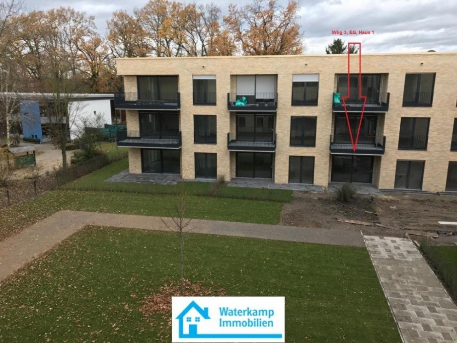 Aus Richtung Haus 2 schauend Erdgeschosswohnung M�nster-Mecklenbeck