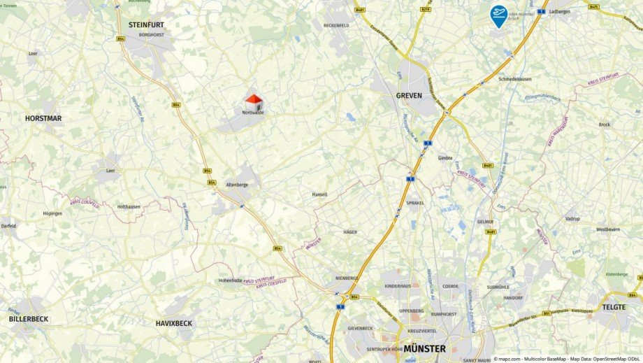 Makro-Lage Wohn- / Gesch�ftshaus Nordwalde