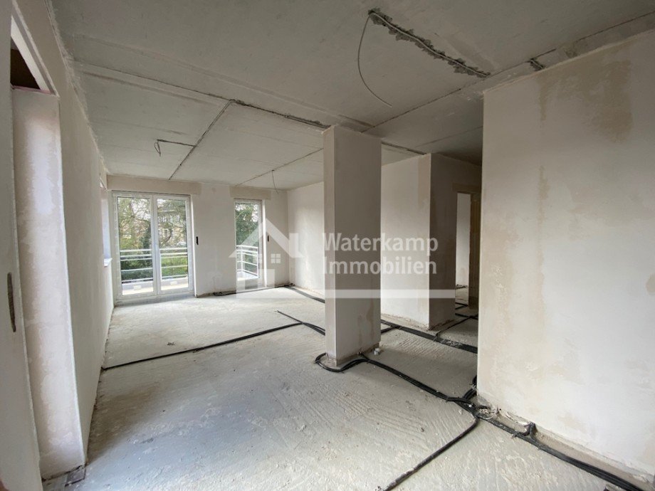 K�che Blick zum Wohnzimmer Etagenwohnung Laer