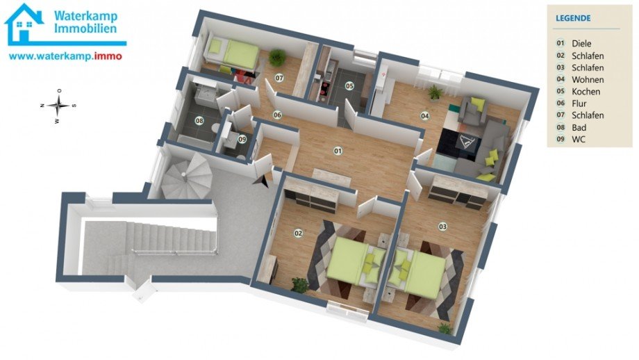 Grundriss W2 (klein) Wohn- / Gesch�ftshaus Nordwalde