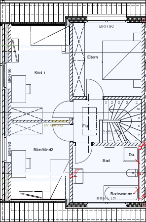 Grundriss DG Doppelhaush�lfte Nordwalde (in der N�he von M�nster)