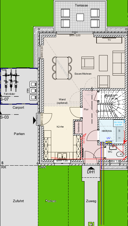 Grundriss EG Doppelhaush�lfte Nordwalde (in der N�he von M�nster)