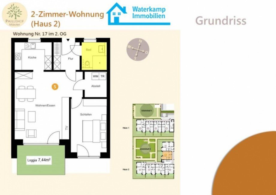 Grundriss WHG 17 Haus 2 Etagenwohnung M�nster-Mecklenbeck