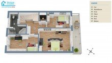 Obergeschoss (3-D Animation) Familienfreundliches Reihenmittelhaus mit Sonnengarantie