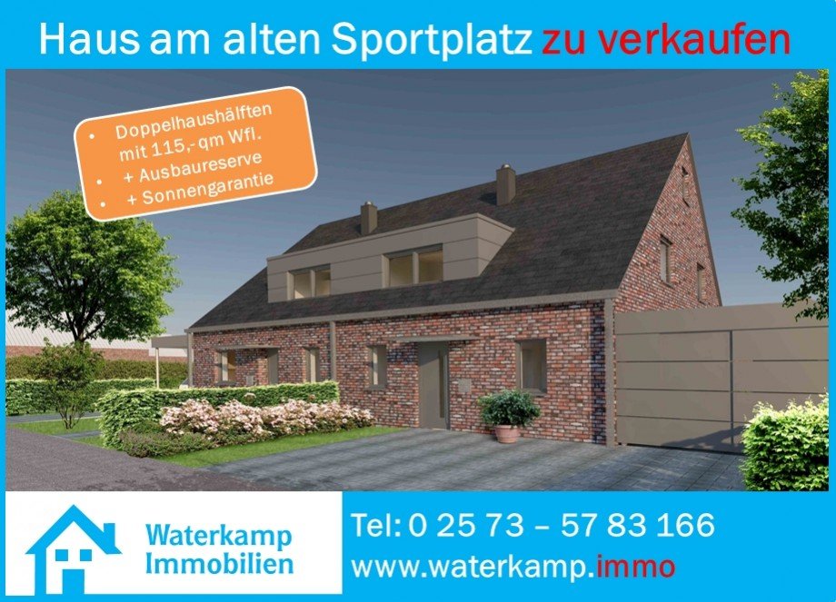 Ansicht Vorderseite Doppelhaus Doppelhaush�lfte Nordwalde