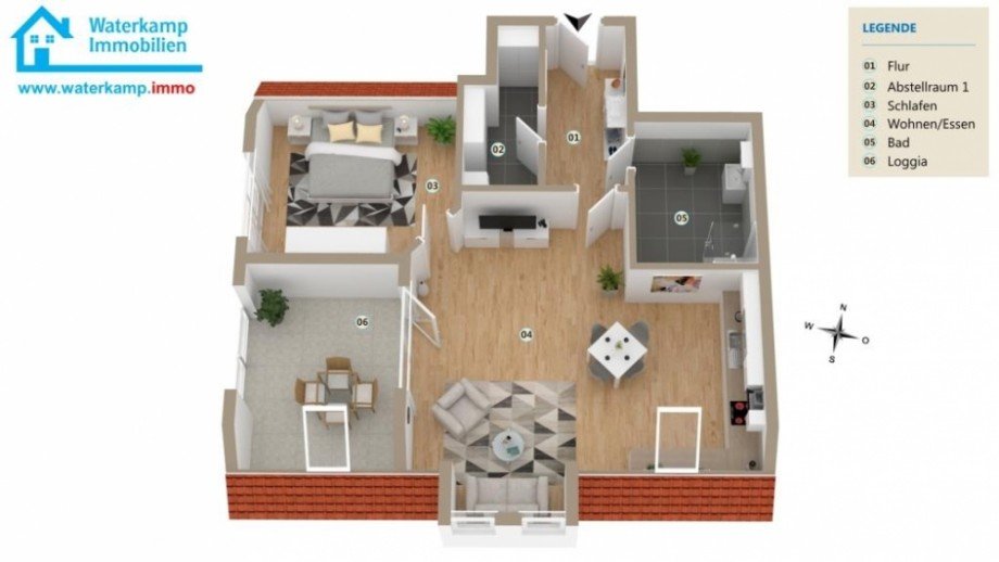 Grundriss Whg 6 im DG Dachgeschosswohnung Nordwalde