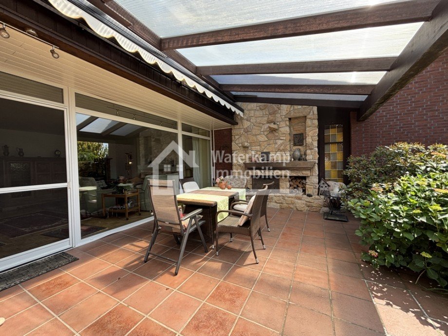 Terrasse �berdacht mit Kamin Haus Nordwalde