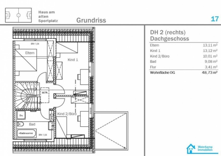 Grundriss Dachgeschoss Doppelhaush�lfte Nordwalde