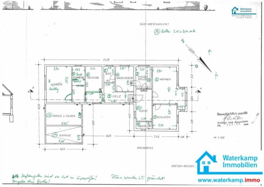 20180713 Grundriss Haus 04-1968 mit Ma�en eingetra Einfamilienhaus Greven