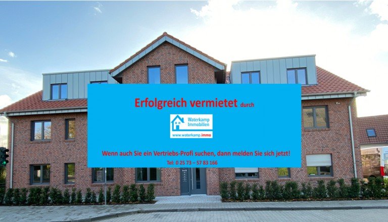 Backhaus vermietet blau Nordwalde Etagenwohnung Tolle 2 Zimmer Wohnung mit Sonnengarantie im Zentrum von Nordwalde
