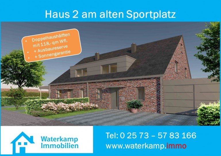 Vorderansicht Nordwalde (in der N�he von M�nster) Doppelhaush�lfte Intelligent geplante Doppelhaush�lfte mit Sonnengarantie in Nordwalde