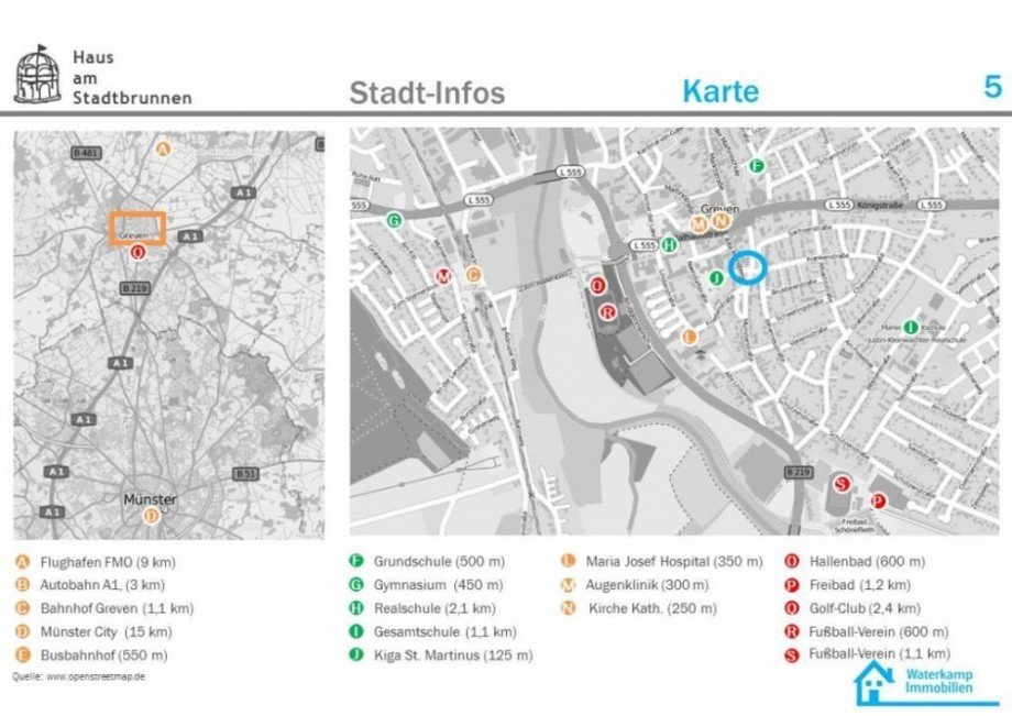 Stadt-Karte Terrassenwohnung Greven
