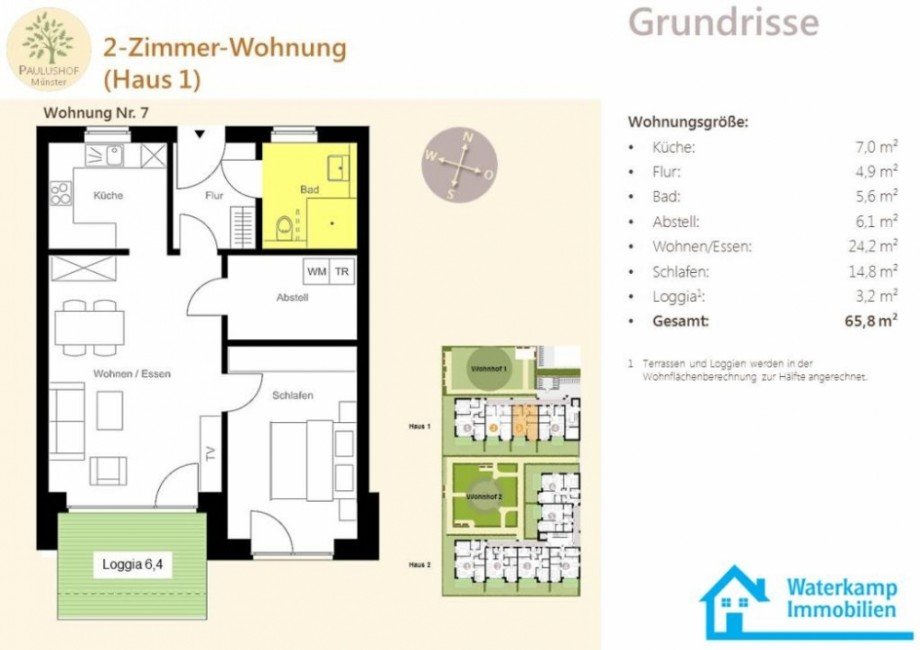 20161125 Grundriss H1 Whg 7 im 1. OG Etagenwohnung M�nster-Mecklenbeck