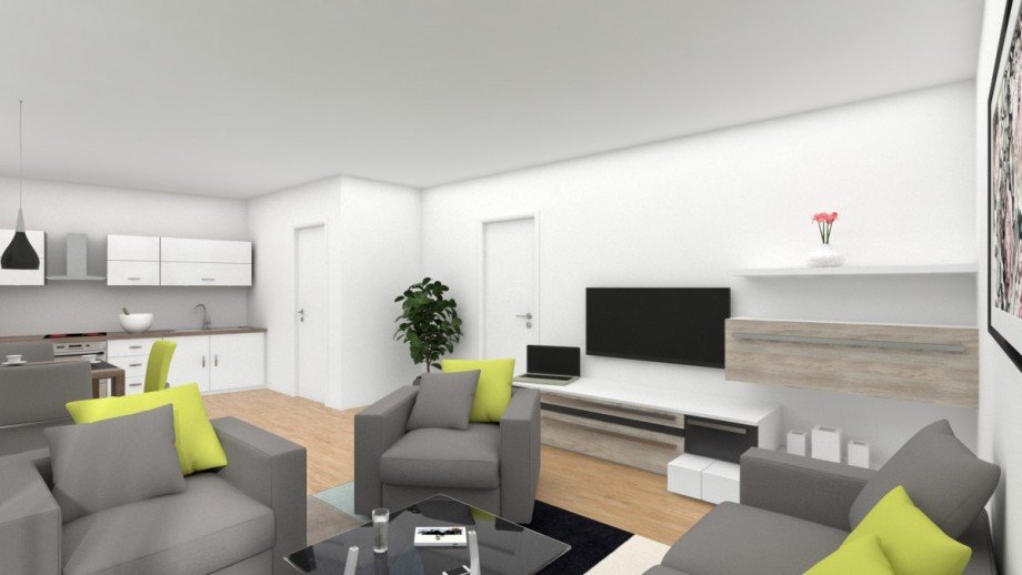 Wohnzimmer + Kochen 3-D Computer-Animation Erdgeschosswohnung Laer