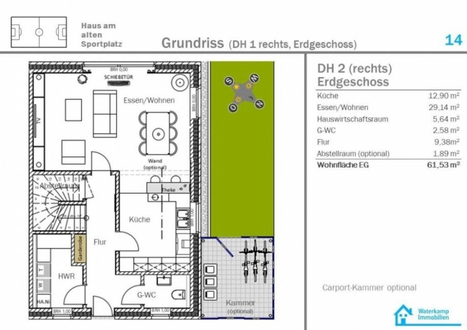 Grundriss Erdgeschoss Doppelhaush�lfte Nordwalde