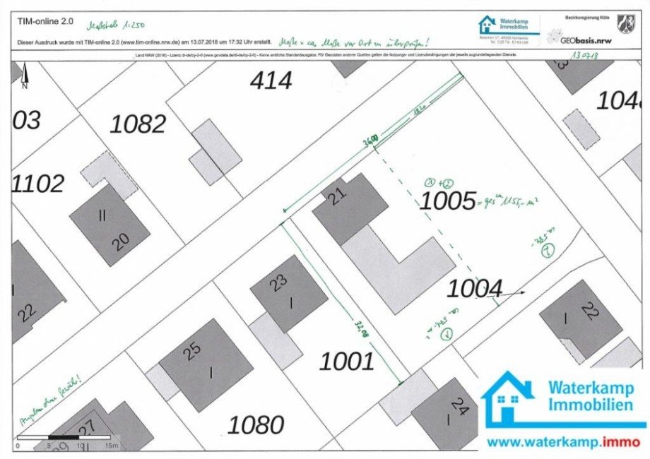 Lageplan 1-250 DIN A3 Einfamilienhaus Greven