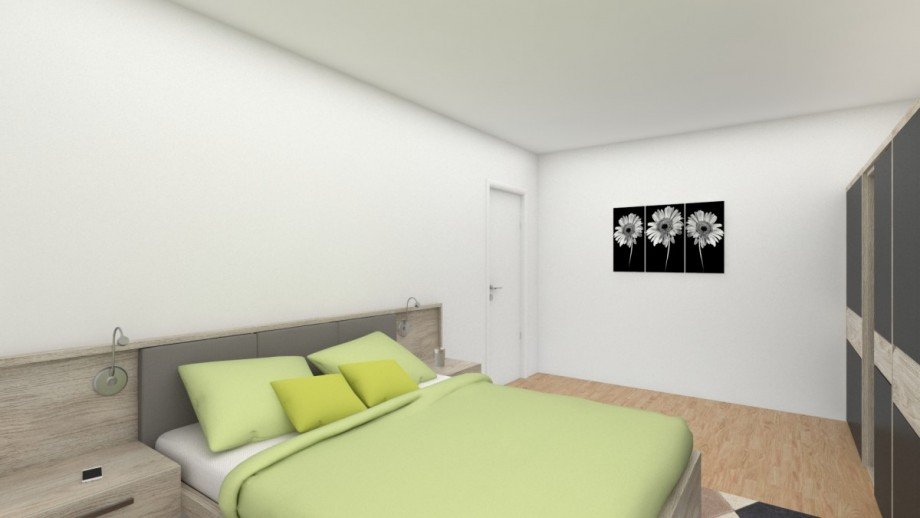Schlafzimmer 3-D Computer-Animation Erdgeschosswohnung Laer