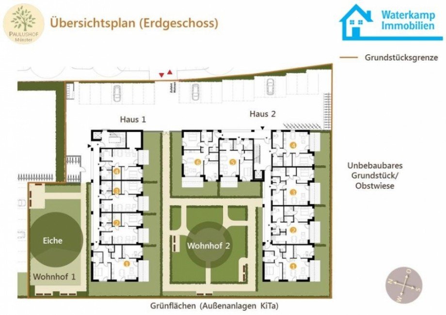 20160906 �bersichtsplan Haus 1+2 EG Paulushof Erdgeschosswohnung M�nster-Mecklenbeck