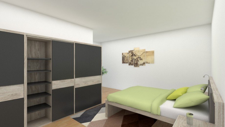 Schlafzimmer 3-D Computer-Animation Erdgeschosswohnung Laer