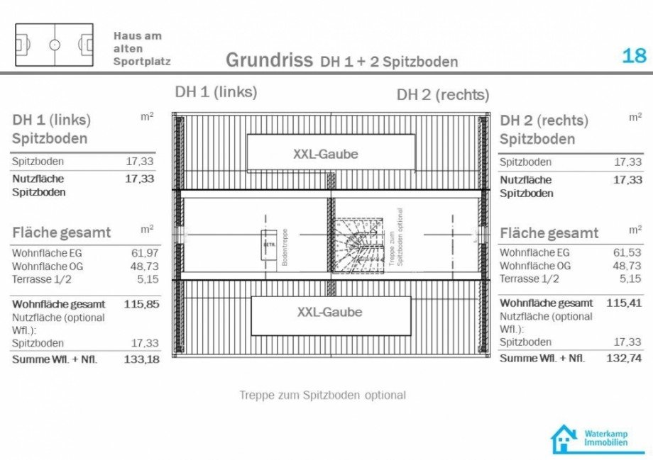 Grundriss Spitzboden Doppelhaush�lfte Nordwalde