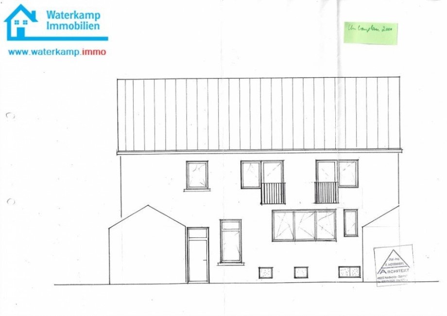 Plan Hinteransicht Sanierung 2000 Mehrfamilienhaus Nordwalde
