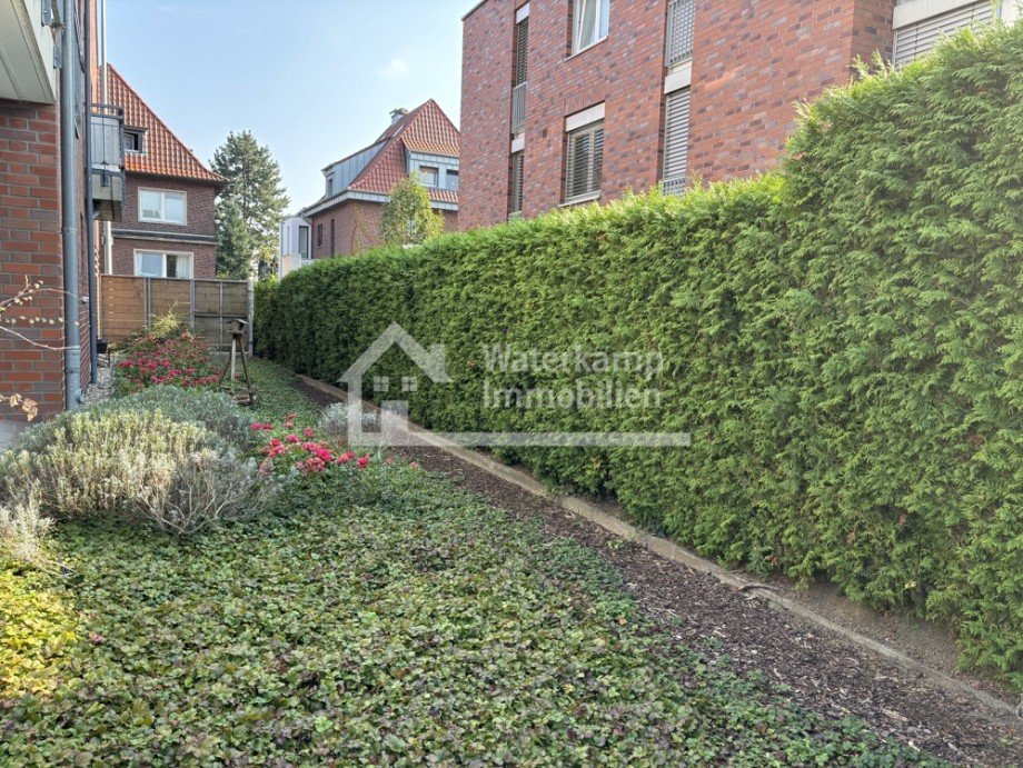 Gr�nstreifen seit. am Haus Erdgeschosswohnung M�nster