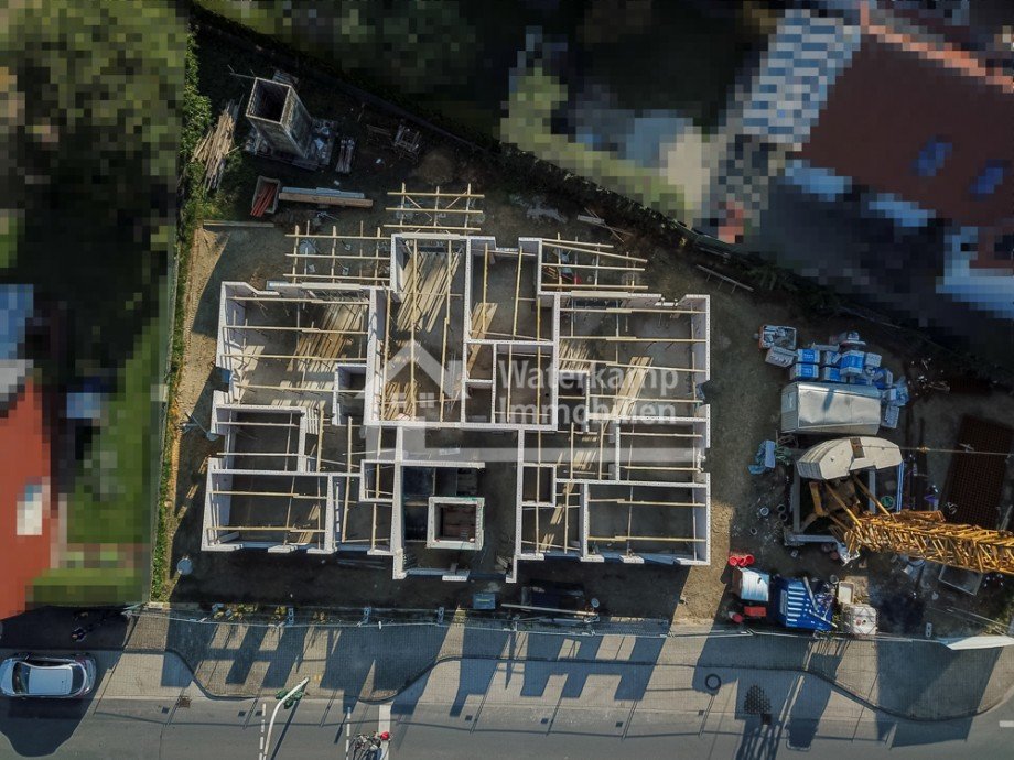 Luftaufnahme EG Grundrisse Dachgeschosswohnung Nordwalde