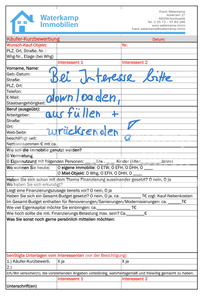 K�ufer-Kurz-Bewerbung Doppelhaush�lfte Steinfurt-Borghorst