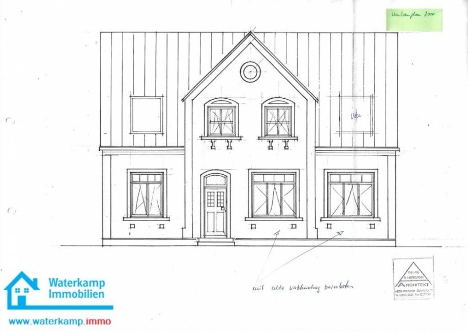 Plan Vorderansicht Sanierung 2000 Mehrfamilienhaus Nordwalde