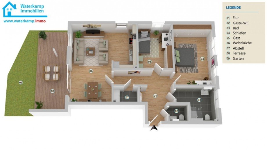 Grundriss Whg 10_3 (3-D) Erdgeschosswohnung Nordwalde