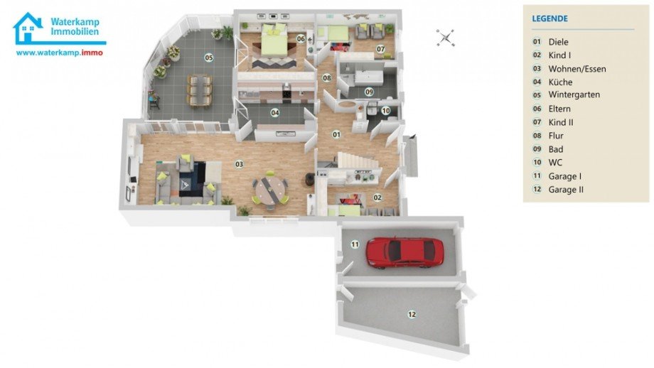 Erdgeschoss (EG, 3-D) Einfamilienhaus Nordwalde